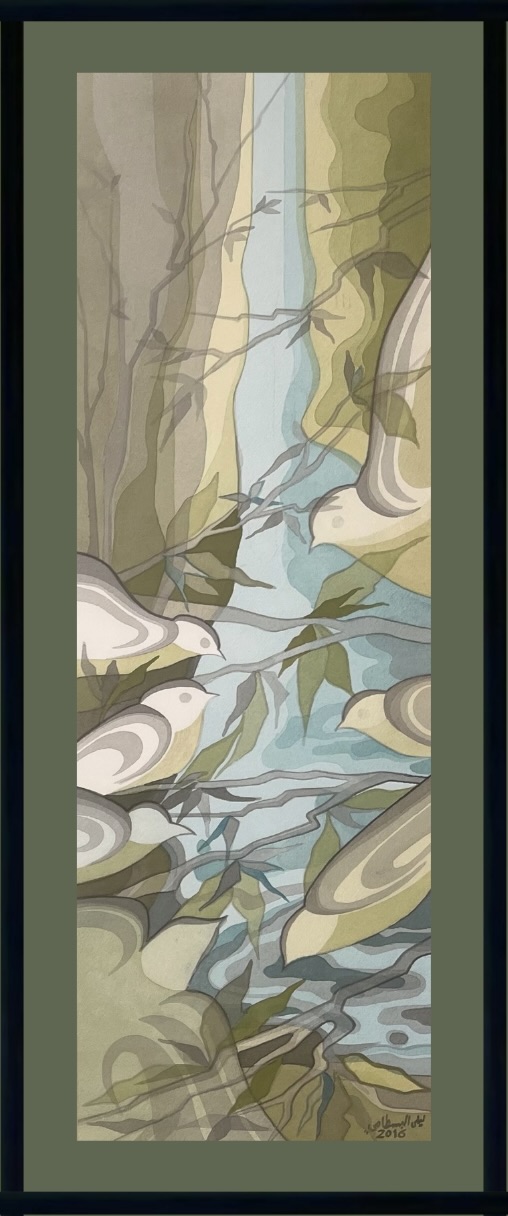 Birds around flowing water