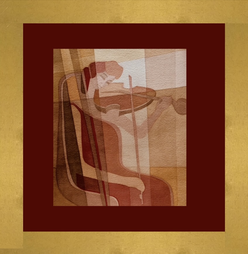 A lady in love playing violin