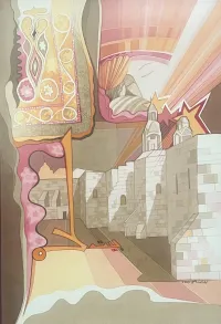 The Christ and virgin Mary in the crip, church of Nativity, and chest panel of The Malak Thobe