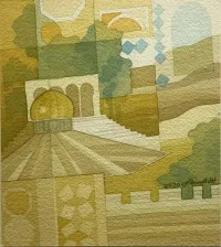 A close view of the Dome of the Rock showing part of the walls