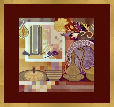 Selected Islamic art items in a still life mode