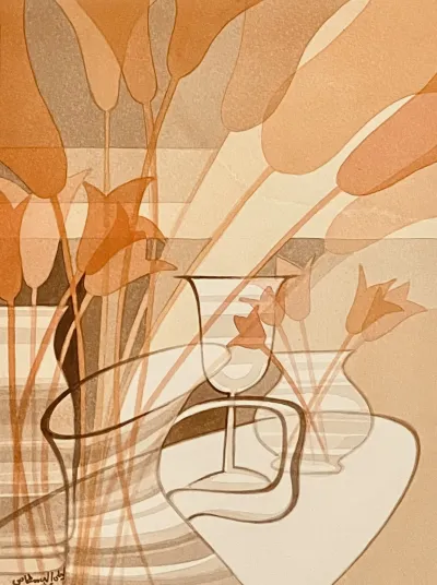 Tulips in a glass vase