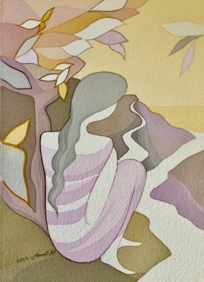 The awating girl up in the mountain