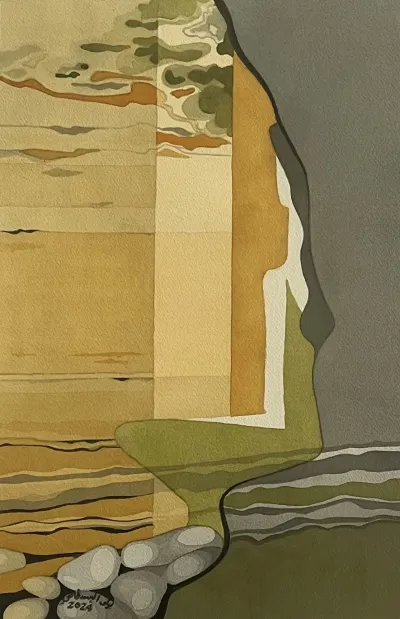 Sitting at the edge of a pond