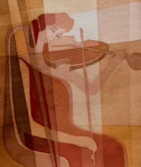 A lady in love playing violin