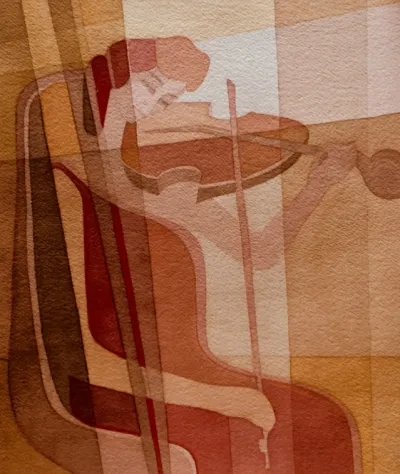 A lady in love playing violin