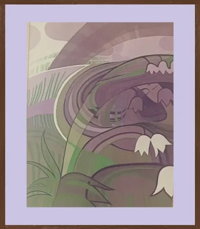 Hiding girl & a purple bush